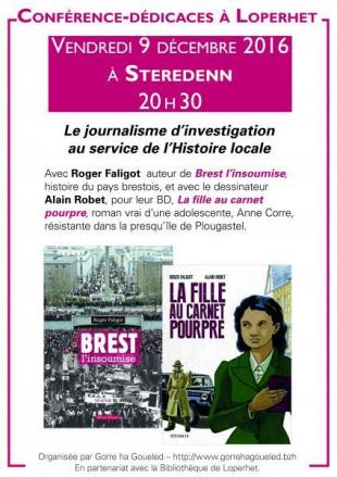 Affiche conference roger faligot lopheret