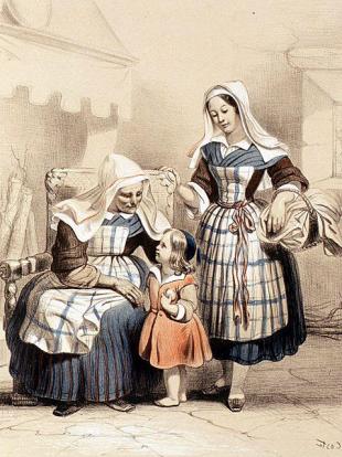 Visite dans la poche de la grand'mère - Keepsake Breton vers 1843 - Éditeur Charpentiers Nantes