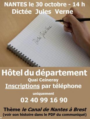 Affiche ABP pour la dictée Jules Verne à Nantes le mardi 30 octobre.