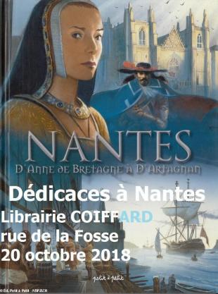 1-Affiche dédicace de 'Nantes, d'Anne de Bretagne à d'Artagnan'.