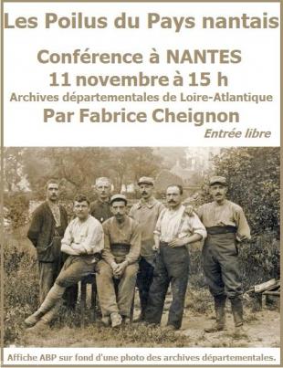 Affiche ABP sur fond de Poilus de Loire-Inférieure, photo des Archives départementales de Nantes.