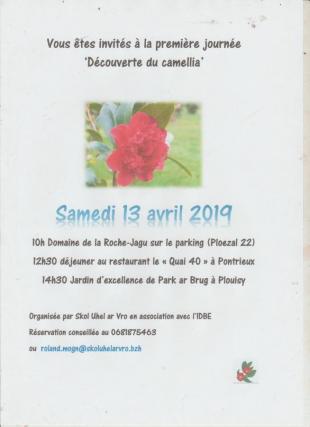 Affiche de la journée du samedi 13 avril 2019 'Découverte du camellia'