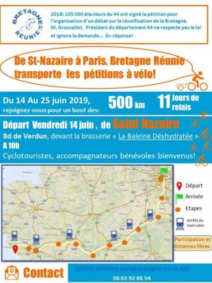 parcours des 105.000 signatures, de Saint-Nazaire à Paris