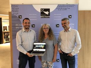 Florent Grouin (Responsable des chaînes Brezhoweb et Galoweb), Kaourintine Hulaud (Conseillère régionale déléguée au gallo),  Lionel Buannic (fondateur et dirigeant de LBGroupe)