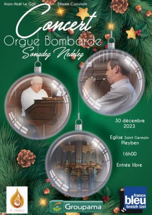 Affiche concert orgue et bombarde Pleyben le 30 décembre 2023